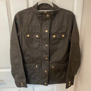 J. Crew Downtown‎ Field Jacket Army Green Waxed Cotton Women's Size XS